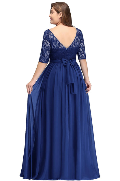 Women Plus Size Lace Chiffon Bridesmaid Dresses Long For Wedding Elegant A Line Evening Party Gown Guest Prom Vestidos De Soiree