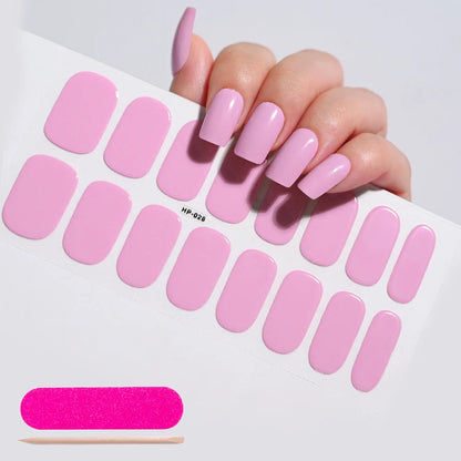 UV Semi-Cured Gel Nail Wraps Stickers Strips French Long Lasting Full Cover LED Gel Semi Cured Nail Sliders For Nail Extension & Good Vibrations