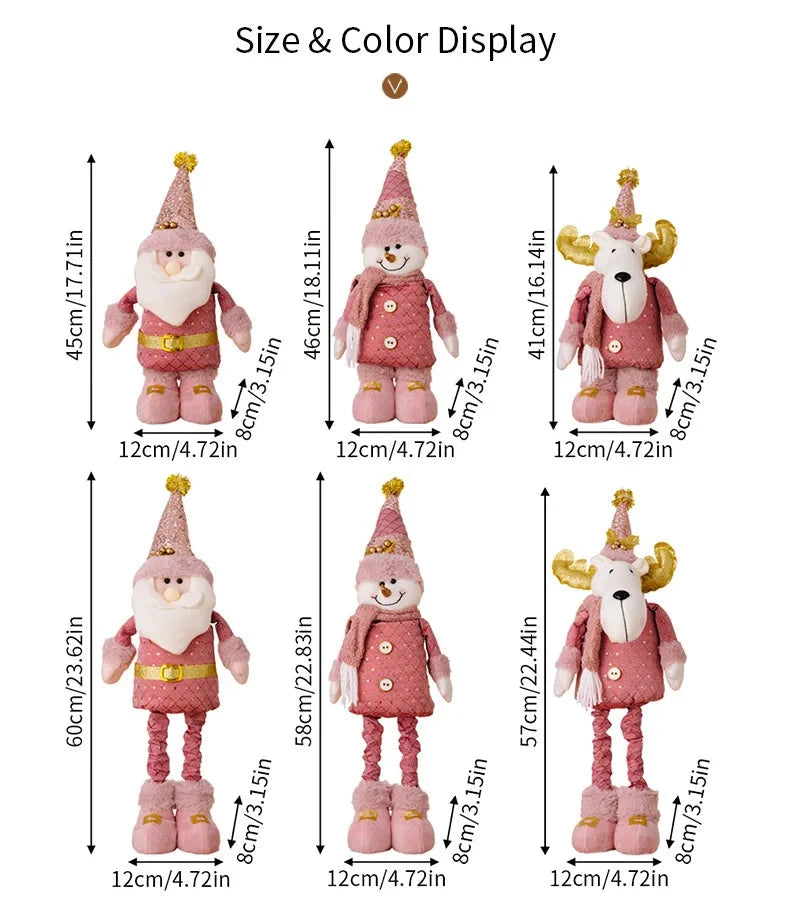hristmas Decoration Pink Telescopic Doll Santa Claus Snowman Elk Various Standing Positions Holiday Atmosphere Christmas Gift Good Vibrations