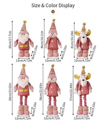 hristmas Decoration Pink Telescopic Doll Santa Claus Snowman Elk Various Standing Positions Holiday Atmosphere Christmas Gift Good Vibrations