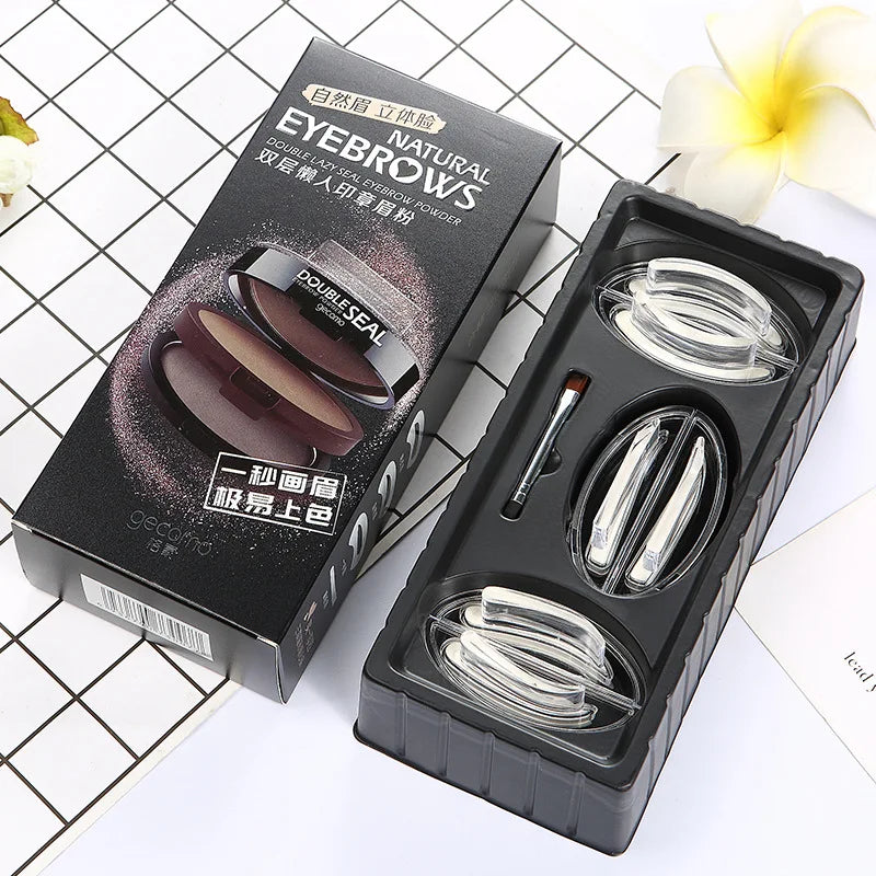 Dual Layer Dual Color Stamp Brow Powder Quick Makeup Brow Stamps Waterproof Powder Palette for Eyebrows Eye Brow Tint Makeup Good Vibrations