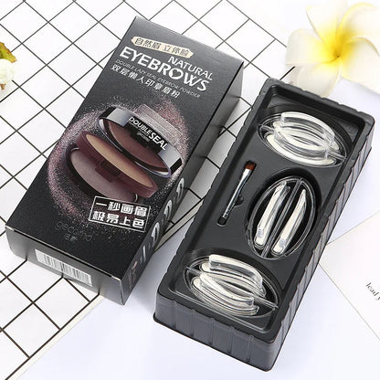 Dual Layer Dual Color Stamp Brow Powder Quick Makeup Brow Stamps Waterproof Powder Palette for Eyebrows Eye Brow Tint Makeup Good Vibrations
