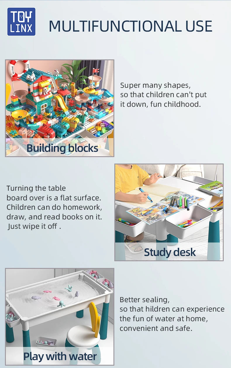 Large Size Blocks Compatible with Large Classic Blocks, Water Table,Sand Table and Blocks Table for Kids Activity Good Vibrations