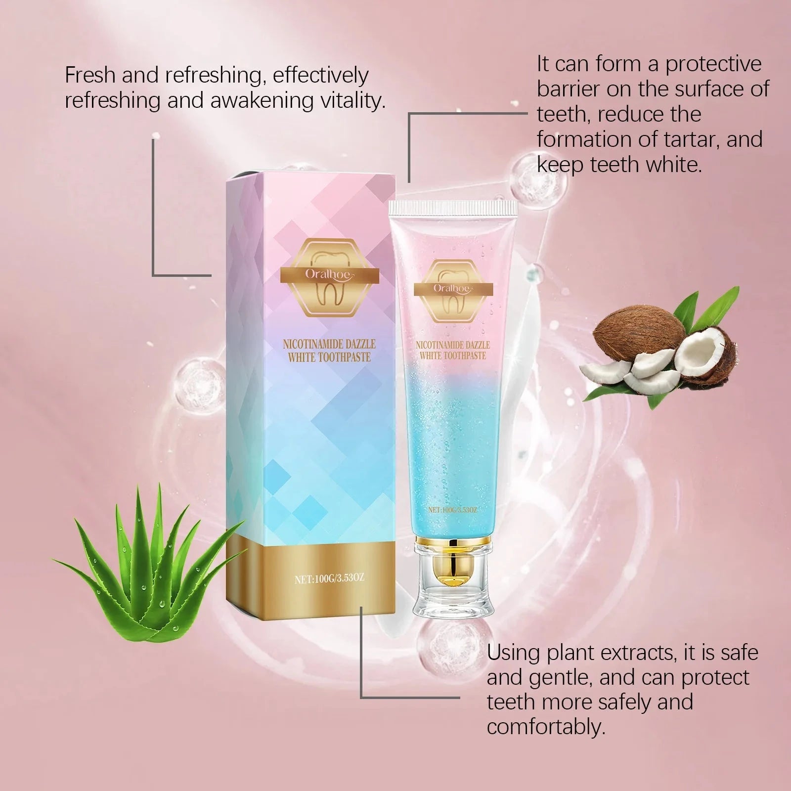 Niacinamide Whitening Toothpaste Reduce Plaque Fresh Bad Breath Stains Removing Hygiene Clean Dazzling Brighten Oral Teeth Care Good Vibrations