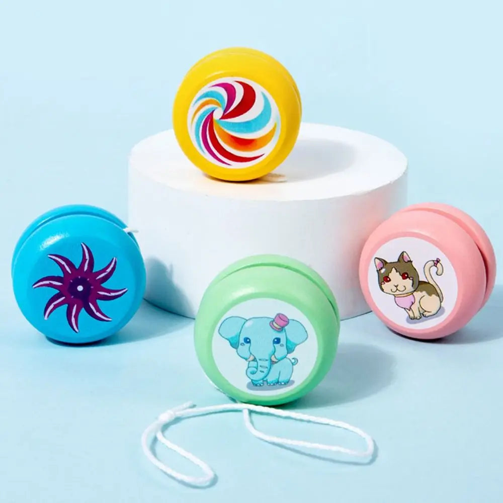 Fashion Wooden 2A Yoyo Toy Brainstorming Beginner Yoyo Ball Concentration Cartoon Nostalgic Toys Children Good Vibrations