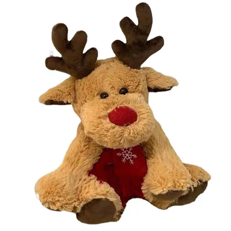 25cm Lovely Reindeer Plush Toys Kawaii Christmas Deer with Scarf Dolls Stuffed Soft Pillow for Christmas Decoration Gift Good Vibrations