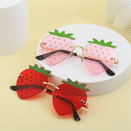 Unique Colorful Strawberry Sunglasses for Women Men Festival Party Rave Sun Glasses Christmas Decorations Street Snap Eyewear Good Vibrations