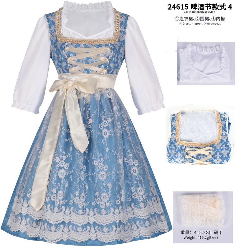 Halloween Carnival Cosplay Costume German Oktoberfest Maid Dress Woman Bavarian Traditional Embroidery Outfits Performance Girl Good Vibrations