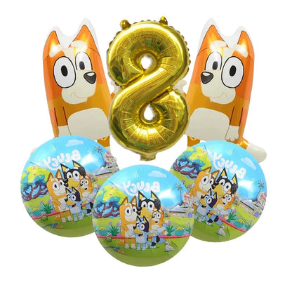 Bluey Christmas Birthday Party dinnerware Disposable Banner Cake Topper Hanging Flag bluey number Balloons Birthday Decoration Good Vibrations