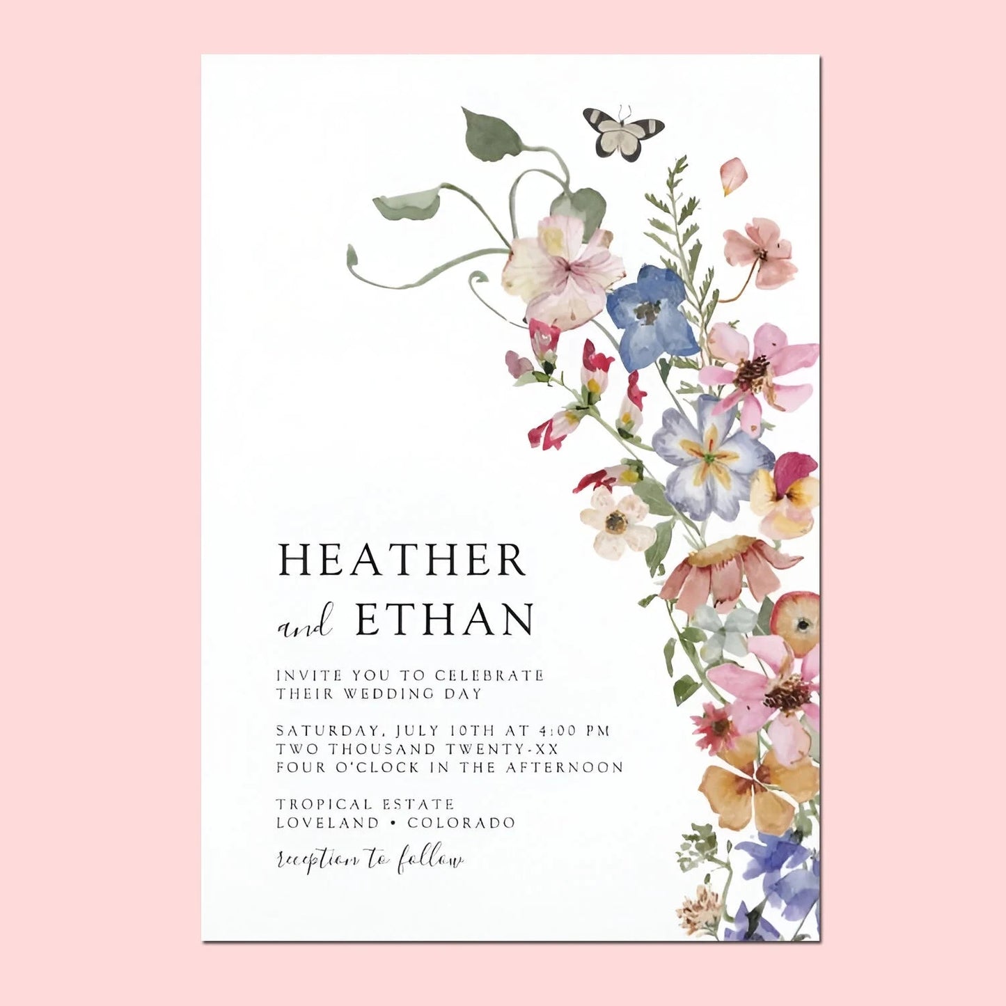 20pcs Country Wedding Invitation, Personalized Wedding Invitation Card, Wedding Invitations for Elegant Wildflowers Good Vibrations