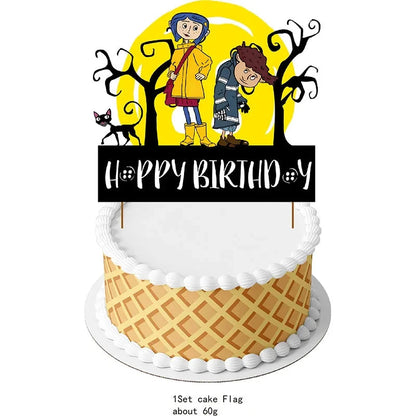 Coraline Birthday Party Decorations Supplies Coraline Balloons Decoration Happy Birthday Disposable Tableware Paper Party for Ki Good Vibrations