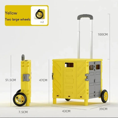 Home Supplies Trolley Shopping Storage Containers Folding Cart Plastic Shopping Cart Vehicle Mounted Storage Box Bag On Wheels Good Vibrations