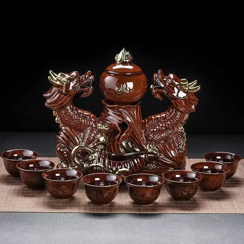 Automatic Chinese Kung Tea Fu Set, Bone Teapot China and Tea Set, Cup Travel Teapot, Holiday Gifts, High-end Good Vibrations