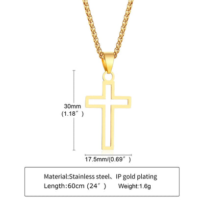 Casual Hollow Cross Necklaces for Men Boys,Waterproof Stainless Steel Cross Pendant Necklace,Religious Faith Prayer Jewelry Gift Good Vibrations