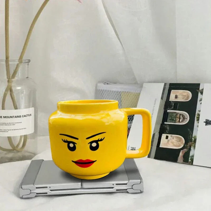 Party Favor Gifts Cute Cartoon Mug for Coffee Milk Tea Ceramic Cup Drinkware with Creative Impish Expression Pattern Good Vibrations