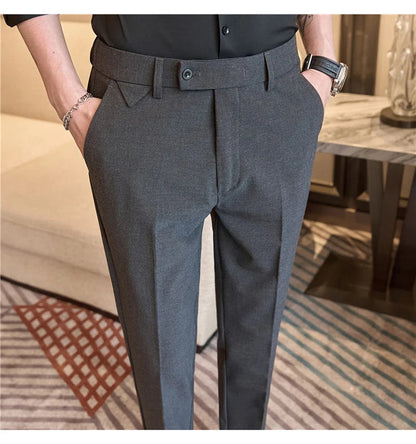 Men Suit Pants 2025 Autumn Elastic Waist Solid Slim Fit Dress Pants Office Business Casual Trousers High Quality Men's Clothing Good Vibrations