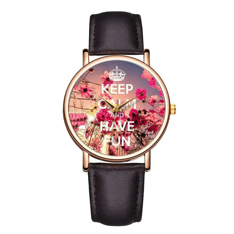 Fashion Women Quartz Watch Set For Women Flower Leather Waterproof Light Round Dial Wristwatch  Moda Clock Reloj Hombre Good Vibrations