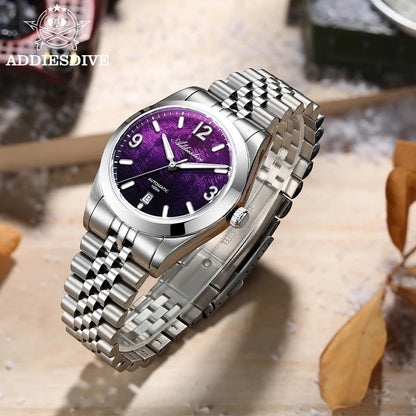 ADDIESDIVE 2026 New Men's Automatic Mechanical Watch 100m Waterproof Sapphire Crystal Calendar Super Luminous Dive Male Watches Good Vibrations