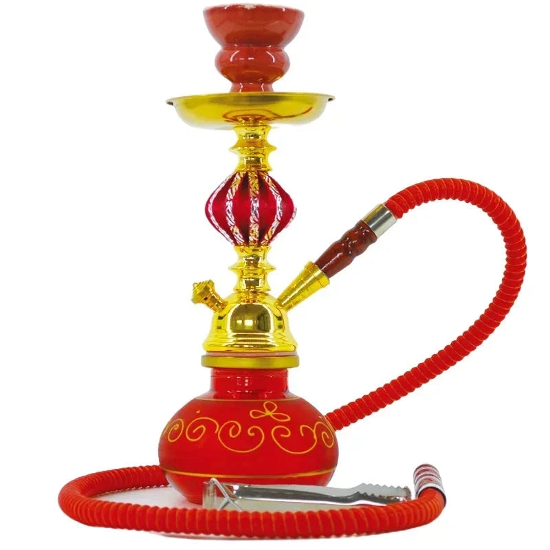 Black Blue Green Red White Yellow,10.6in\27cm Small,Single\Double Hose 1\2,Bar Shisha Full Set Luxury Smoking Pipe Hookah Set Good Vibrations