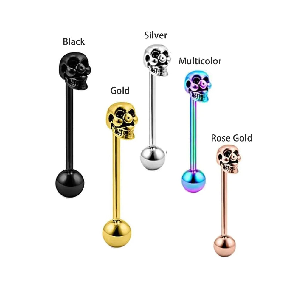 1pc 316L Stainless Steel Tongue Ring for Women Men Simple Round Circle Piercing Tongue Studs White Gold Color Body Jewelry Gift Good Vibrations Adult Super Store