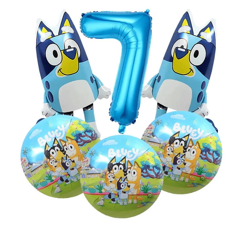 Bluey Christmas Birthday Party dinnerware Disposable Banner Cake Topper Hanging Flag bluey number Balloons Birthday Decoration Good Vibrations