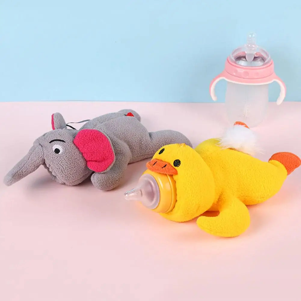 Cute Plush Feeding Bottles Bag Milk Wate Bottle Pouch Cover Toy Baby Nursing Bottle Cover Soothing Device Good Vibrations