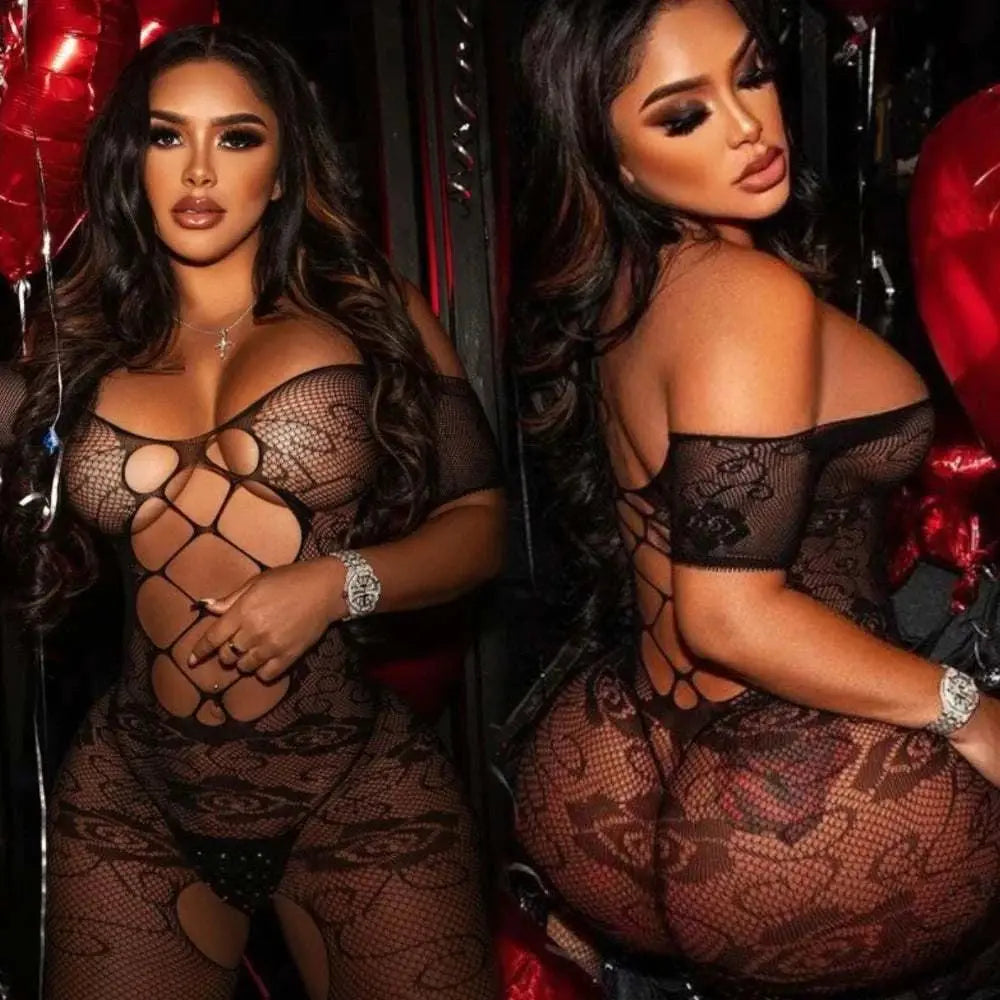 Hot Black Sexy Lingerie Crotchless Transparent Fishnet Women Bodystockings Erotic Open Bra Bodysuit Open Crotch Exotic Costumes GOOD Vibrations