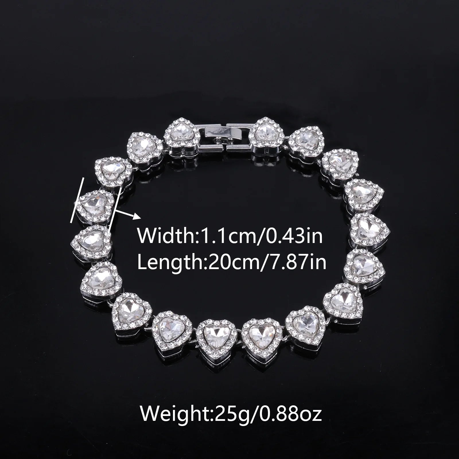 ZAKOL 45CM New Hip Hop Tennis Chain Bracelet Necklace Shiny Heart Rhinestone CZ Fashion Rock Party Jewelry Set Good Vibrations Adult Super Store