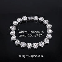 ZAKOL 45CM New Hip Hop Tennis Chain Bracelet Necklace Shiny Heart Rhinestone CZ Fashion Rock Party Jewelry Set Good Vibrations Adult Super Store