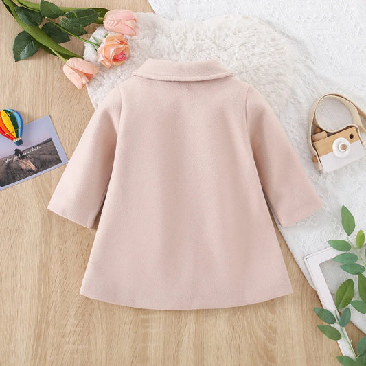Girl'S Coat For Spring And Autumn Baby Girl Solid Color Two Bows Single Breasted Decoration Casual Windbreaker Jacket Good Vibrations