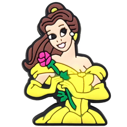 1-17pcs MINISO Hot Toys Princess Seri Series Shoe Charms For Croc Sandals, PVC Shoe Decorations Accessories Christmas Gif Good Vibrations