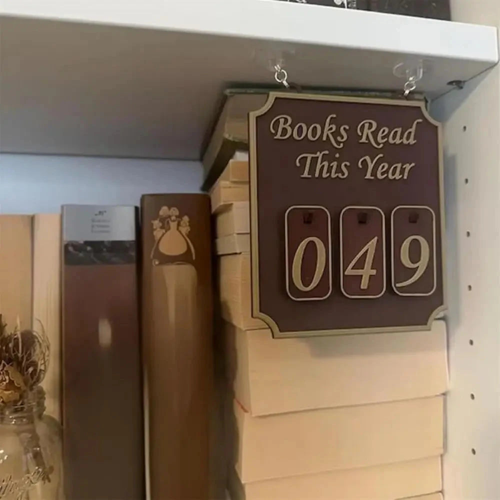 Hanging Bookshelf Counter Books Read This Year Personalized Reading Counter Bookish Decor Bookshelf Sign Reading Plan Management Good Vibrations