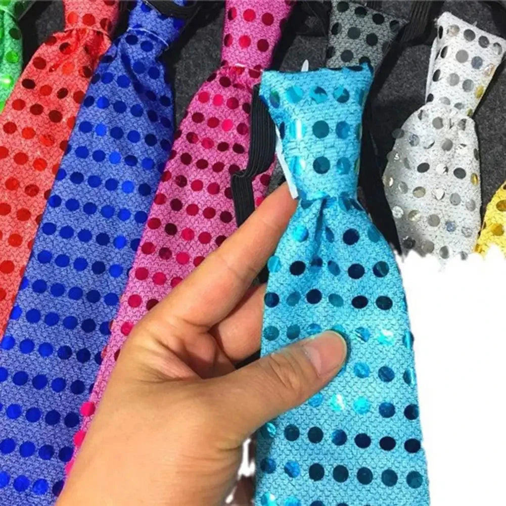 LED Luminous Tie Dot Print Button Battery Powered Necktie Men Women Sequins Glowing Tie Parties Nightclubs Accessories 발광 넥타이 Good Vibrations