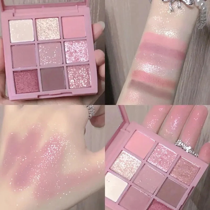 DIKALU Spring And Summer New Eyeshadow Palette Oh Rosy Nine Palace Grid Auto Focus Low Saturation Smoke Powder Rose Plate Good Vibrations