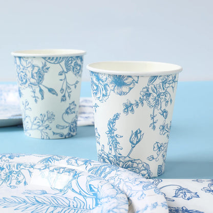 Blue Floral Disposable Tableware Paper Plate Birthday Party Decor Kids Boy Wedding Birthday Party Supplies Favors Baby Shower Good Vibrations