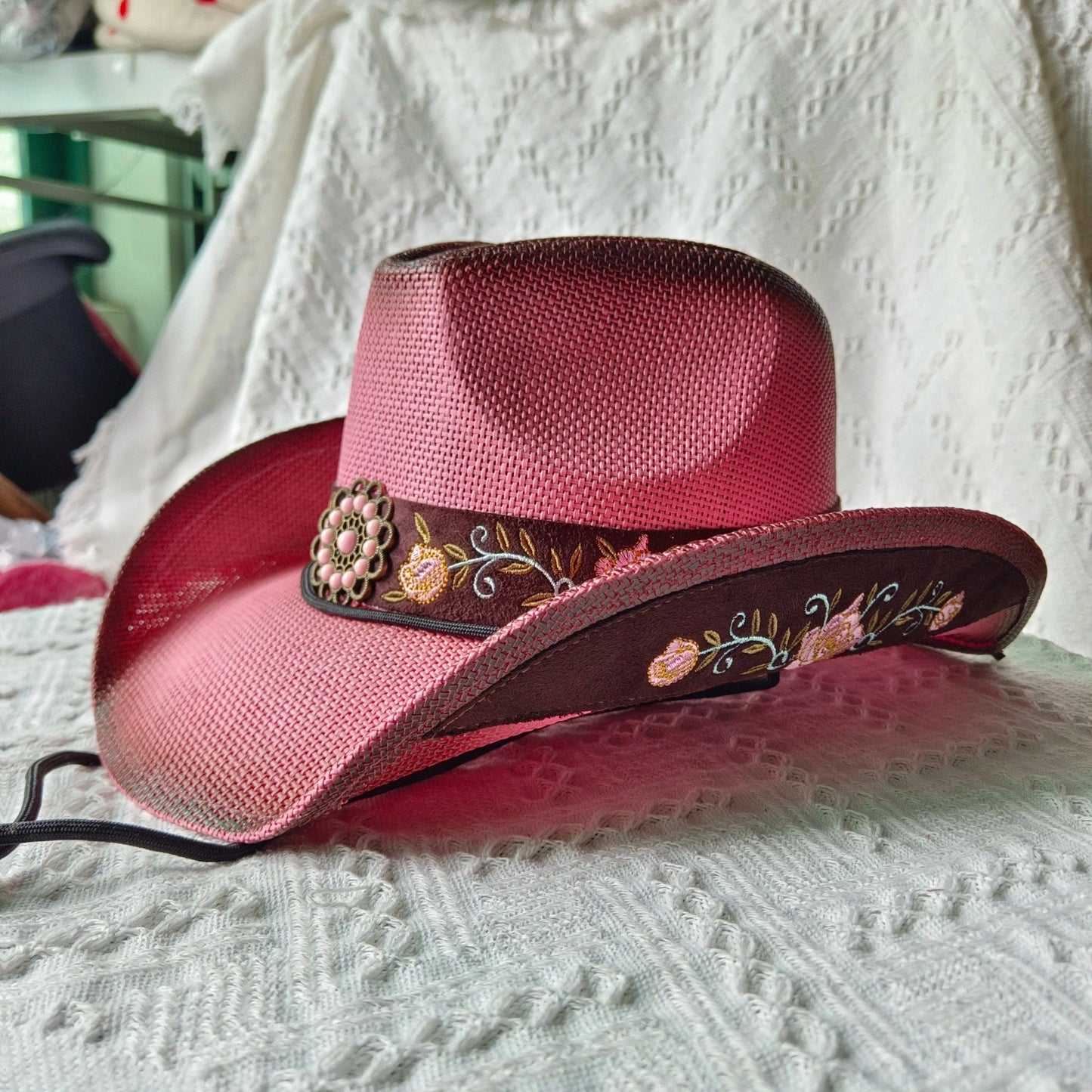 hats straw cowgirl western hat  mexican hat  retro curling hat western cowboy hat outdoor riding hat travel sports hat Good Vibrations