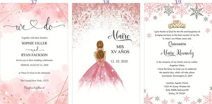 25 Pieces 250gsm Strong Pink Pearly Paper Wedding Invitations Personalized Print Bride Groom Engagement Invite Card IC155 Good Vibrations
