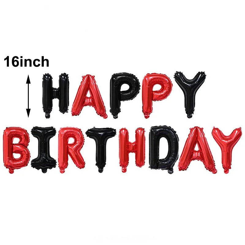Happy Birthday Balloons Blue Golden Red Pink Black Foil Balloons Boys Girls Birthday Party Decoration Supplies Hanging Decor Good Vibrations