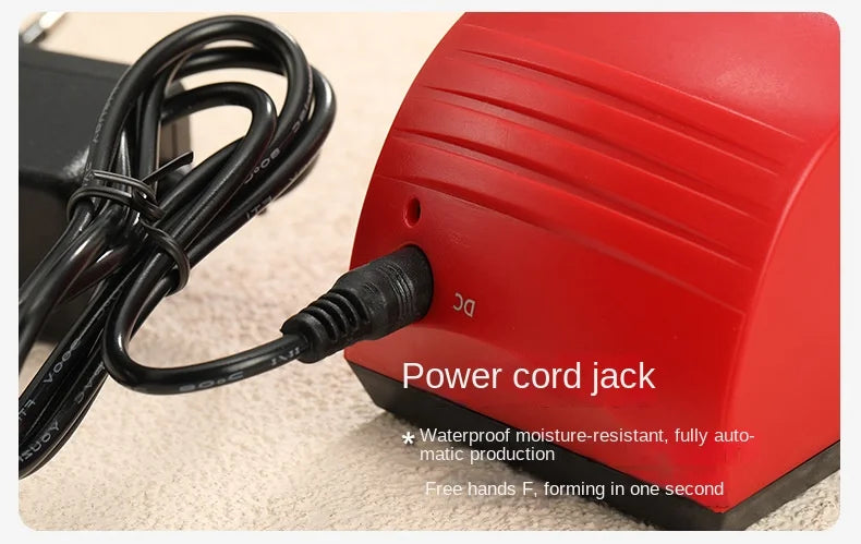 Power cord jack on a red acrylic smoking hookah with moisture-resistant feature.