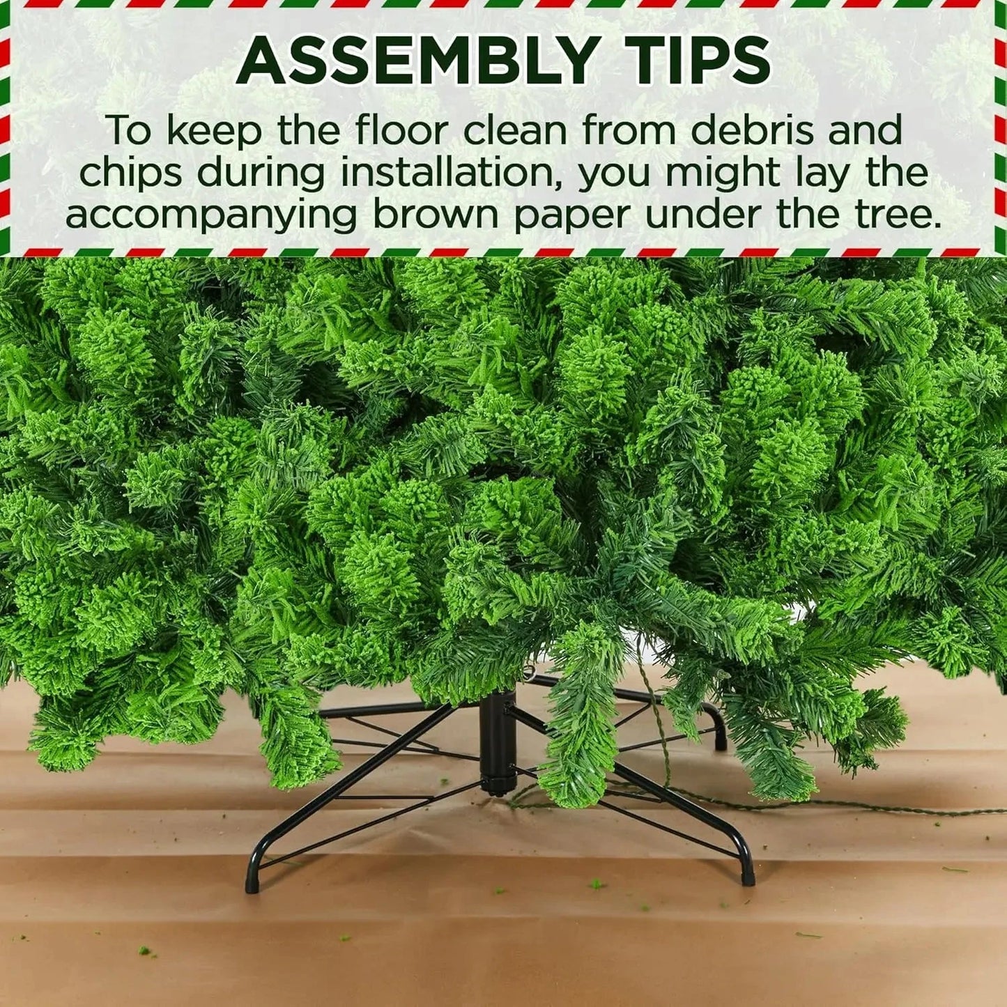 5 to 10ft Artificial Christmas Tree , Snow Flocked Full Prelighted Xmas Tree with 2084 Branch Tips, 900 Incandescent Lights Good Vibrations