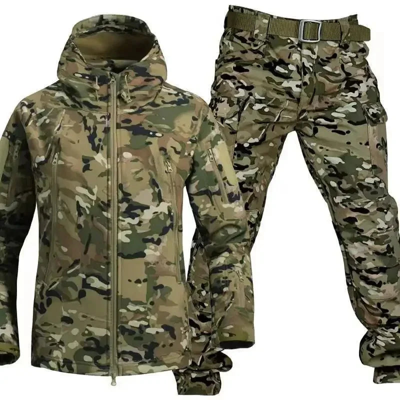 Winter Autumn Fleece Men Jacket Tactical Waterproof Suit Outdoor Fishing Hiking Camping Tracksuits Coat Thermal Suit Good Vibrations