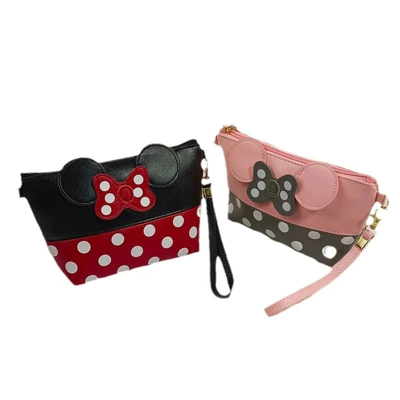 Disney Minnie Mouse Coin Purse Cartoon Leather Travel Cosmetic Bag Cute Portable Cosmetic Bag Toiletry Bag Good Vibrations