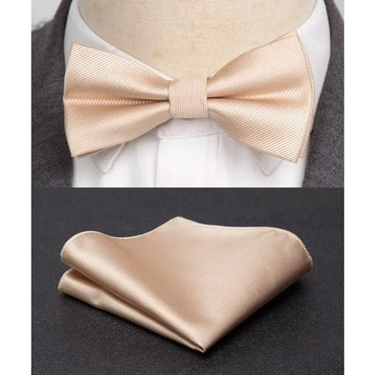 Mens Bowtie Cravat Set Solid Black Pink Red Fashion Butterfly Ties for Men Handkerchief Party Man Gift Wedding Dress Accessories