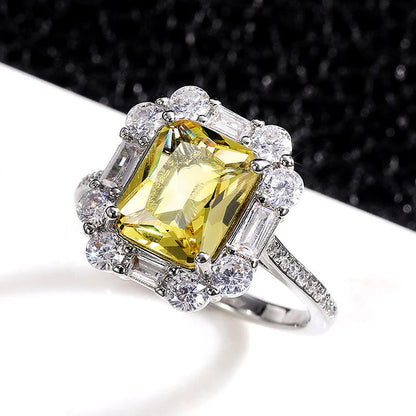 New Elegant Yellow Cubic Zirconia Women Rings Luxury Wedding Anniversary Party Lady's  Accessories Bright Fashion Jewelry Good Vibrations