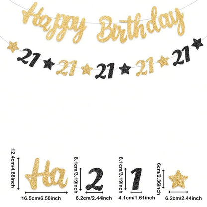 18th 20th 30th 40th 50th Birthday Party decor Supplies for Men Women Black and Gold 18th~60th Years Old Party banner Decoration Good Vibrations