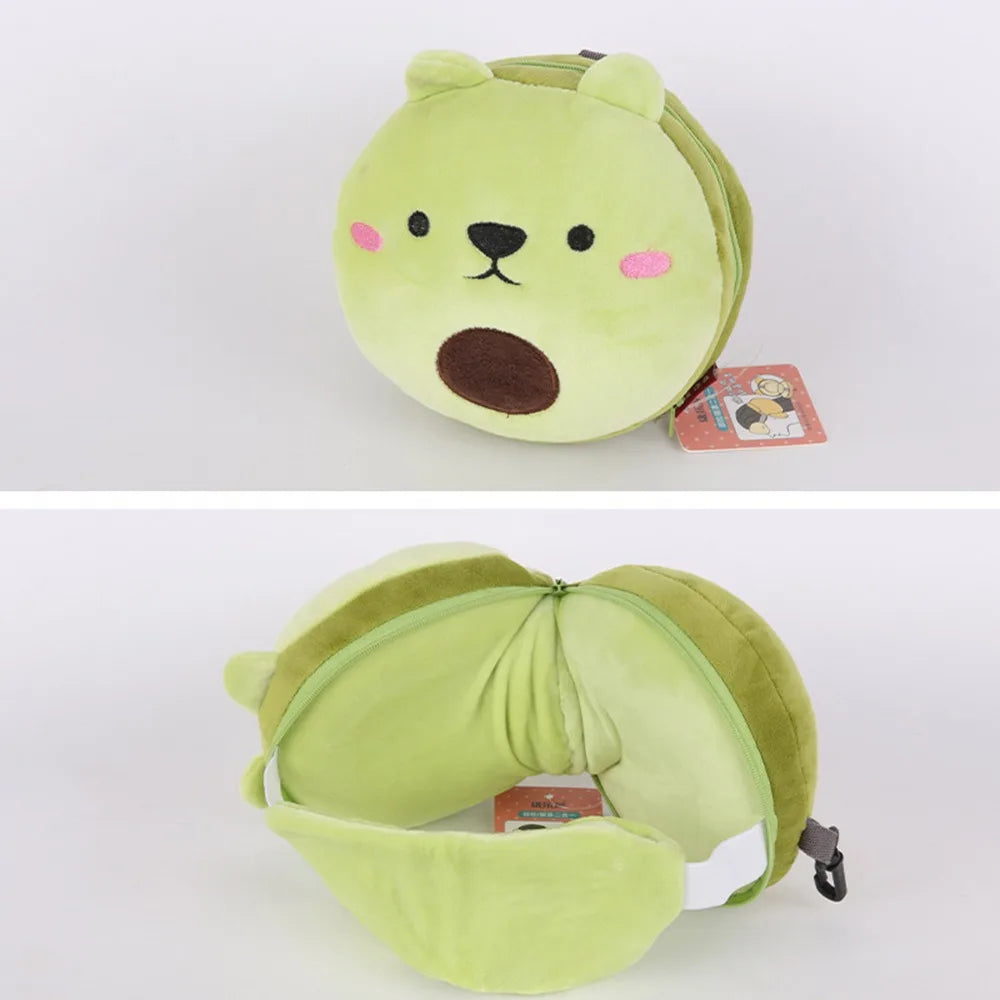 Creative 2 in 1 Eye Mask Neck Pillow Cartoon Soft Travel Eye Cover Airplane Head Pillow for Travel&Office Good Vibrations