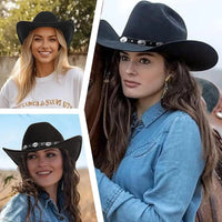 Black Vintage Cowboy Hat Cowgirl Accessories Jazz Cowgirl Wide Brim  Caps Sunshade Cap  Holidays Party Cosplay Hat Good Vibrations