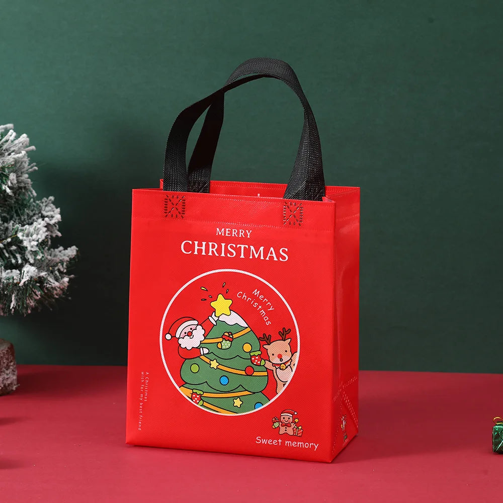 Christmas Gift Bags Non-Woven Christmas Bags Christmas Decorations for Home 2024 Navidad Natal Gifts New Year 2025 Packing Bag Good Vibrations