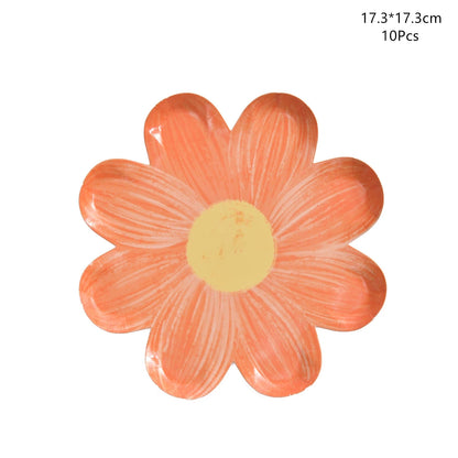 Disposable Daisy Paper Plate Flower Meal Plate Picnic Cake Plates Birthday Theme Party Decoration Good Vibrations