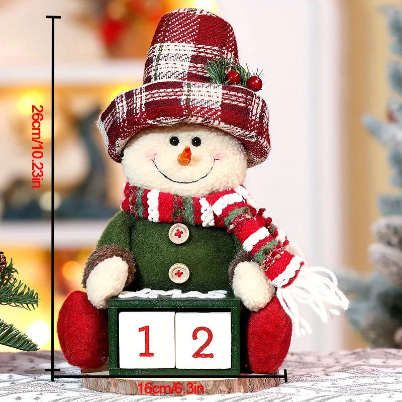 Christmas Advent Calendar Santa Claus Wooden Christmas Ornament Snowman Non Woven Fabric Countdown Calendar Desktop Decoration Good Vibrations